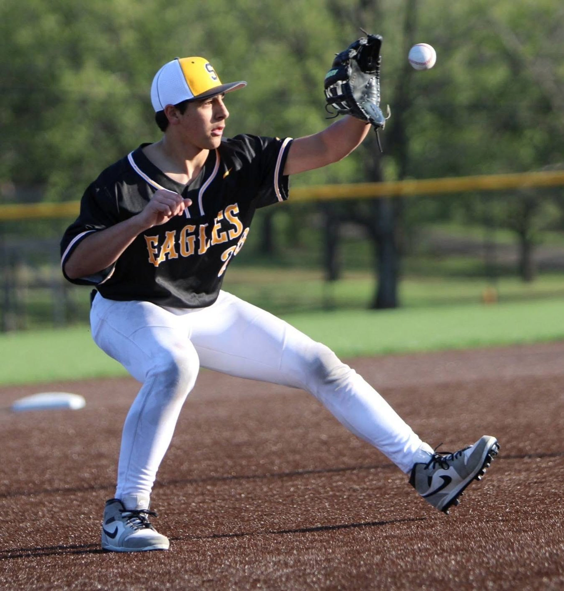 Nathan Garcia fielding for Sullivan Eagles baseball