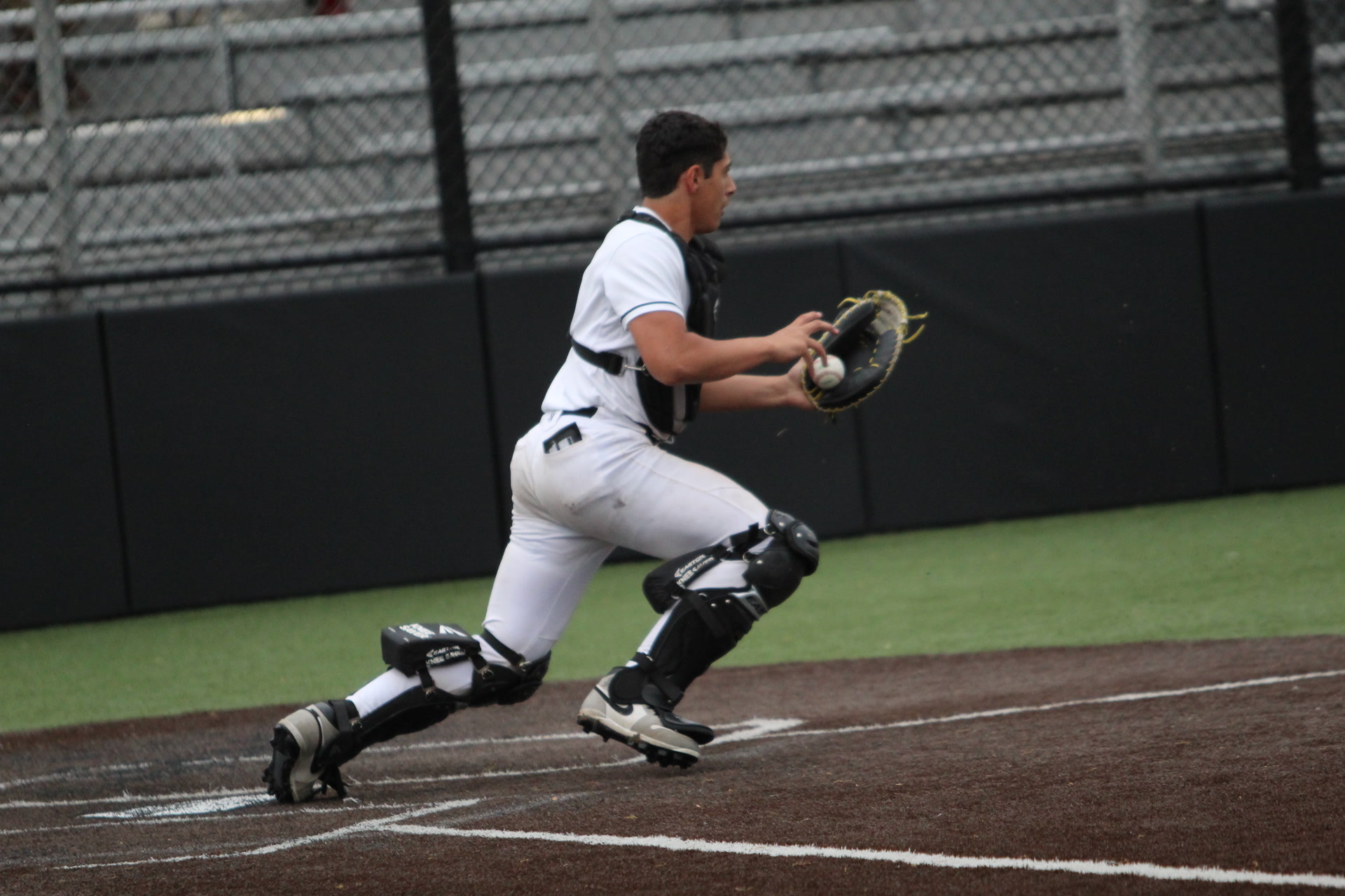 Nathan Garcia catching behind the plate