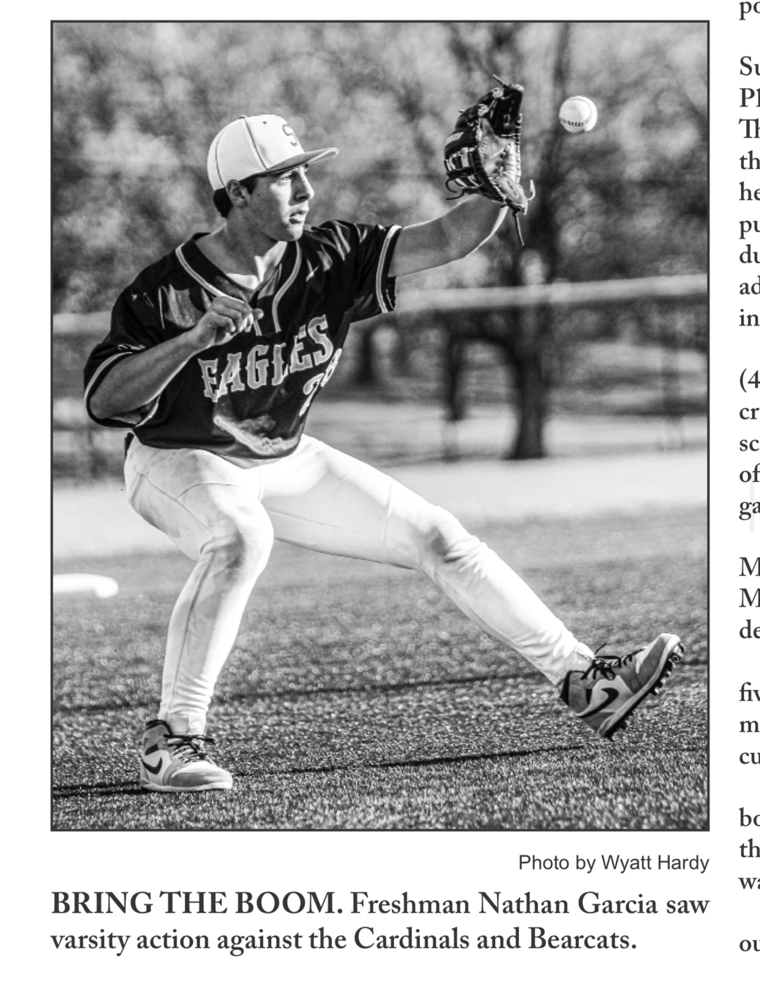 Nathan Garcia baseball freshman varsity - newspaper clipping