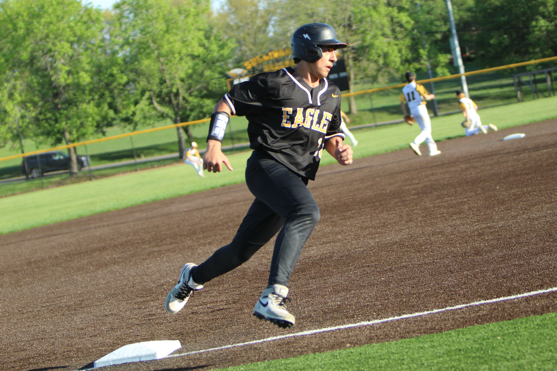 Nathan Garcia playing third base