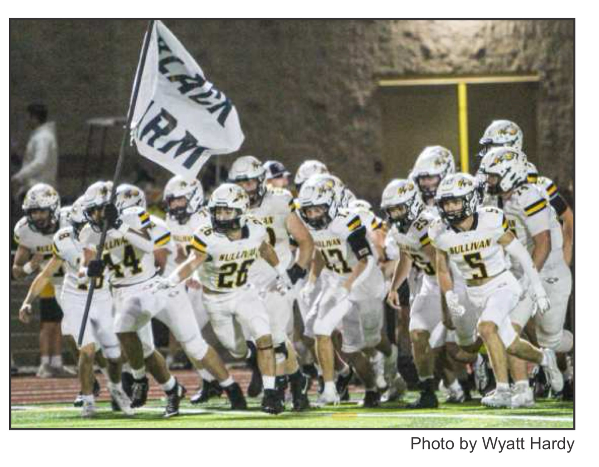 Sullivan Eagles entering the field - newspaper photo