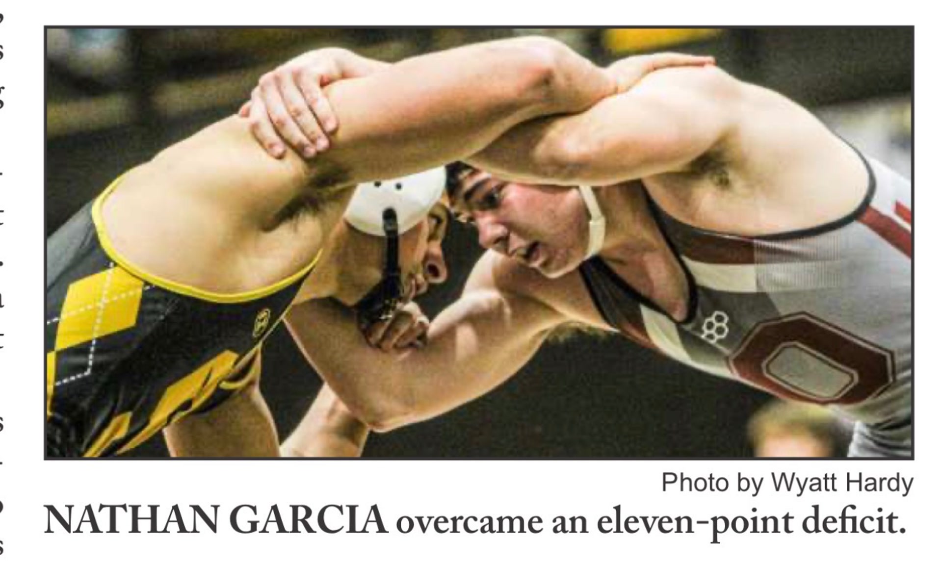 Nathan Garcia wrestling comeback - newspaper clipping